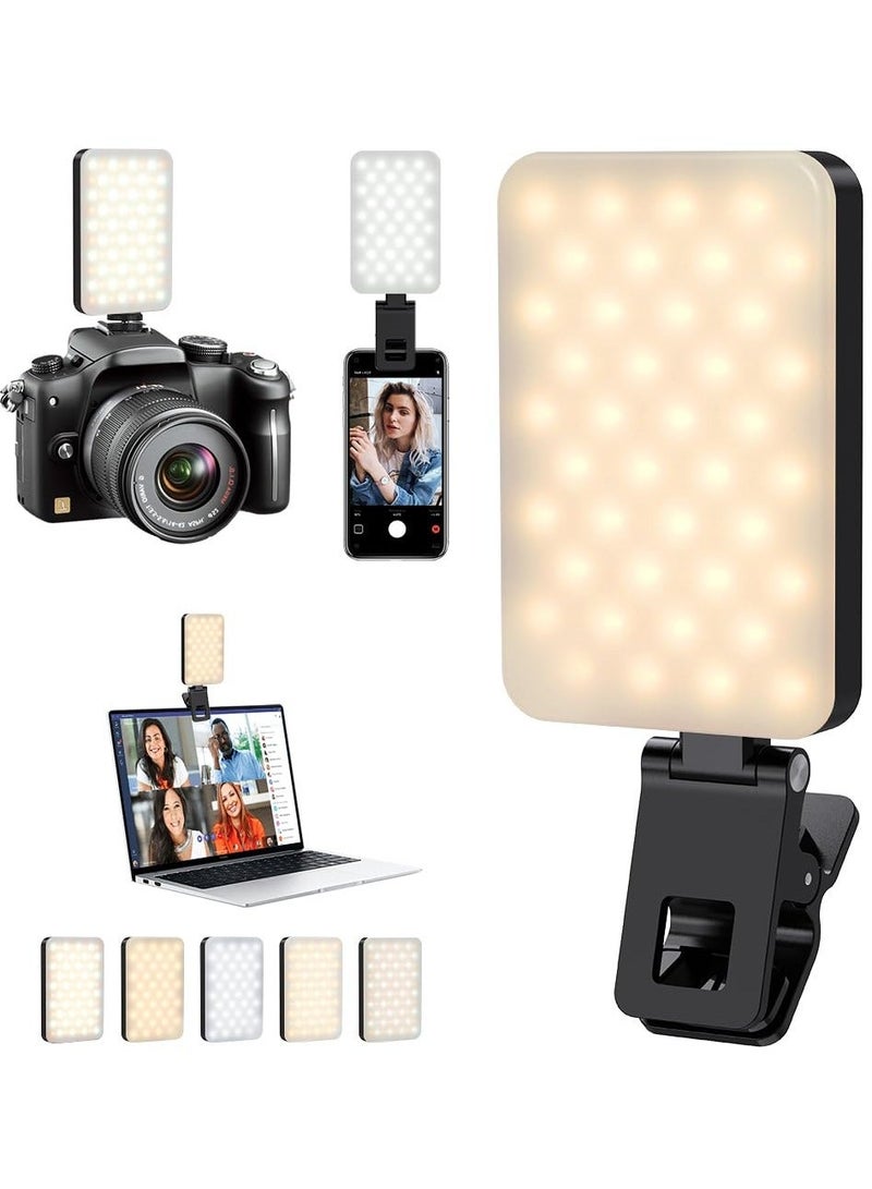 LED Selfie Light with Front & Back Phone Clip, High Power 60 LED 2000mAh Rechargeable, 3 Light Modes, Portable Clip-on Light for Phone/Tablet/Laptop Video Fill Light - Image 1