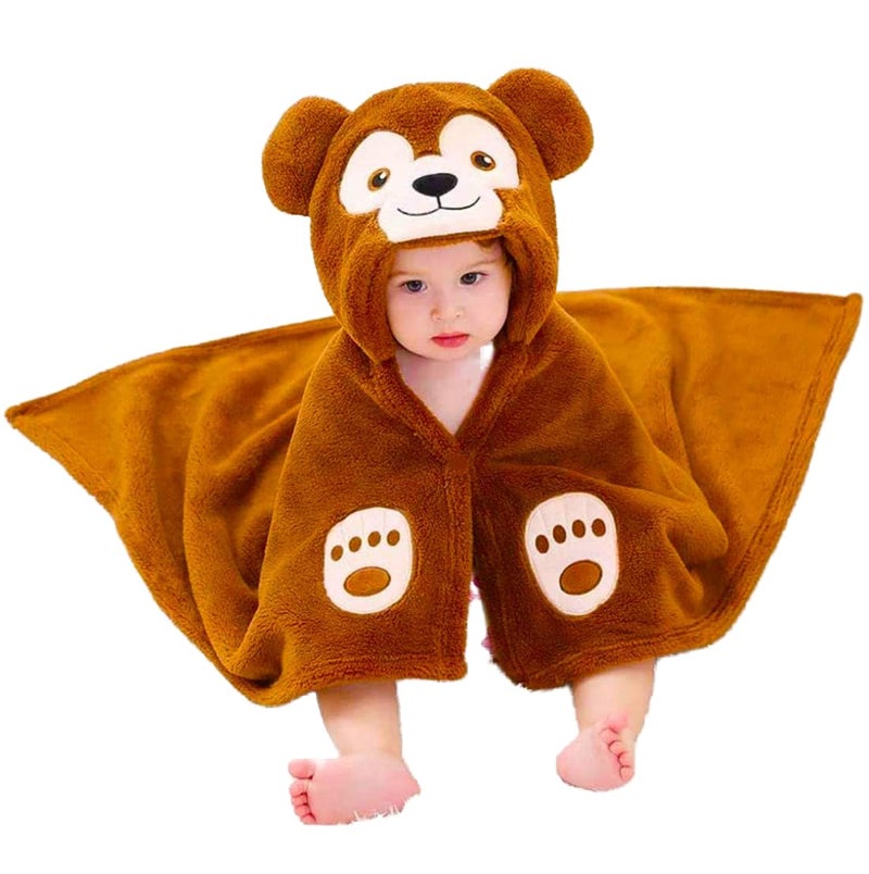 PANDAORIGINALS Baby Towel Bathrobe Hooded Blanket Wrapper | Hooded Towel for New Born | Hooded Bath Towel | Hooded Sleeping Bag| Baby Product | Baby Towel for 1-2 Years | Blanket For Kids (Brown Monkey) - Image 4