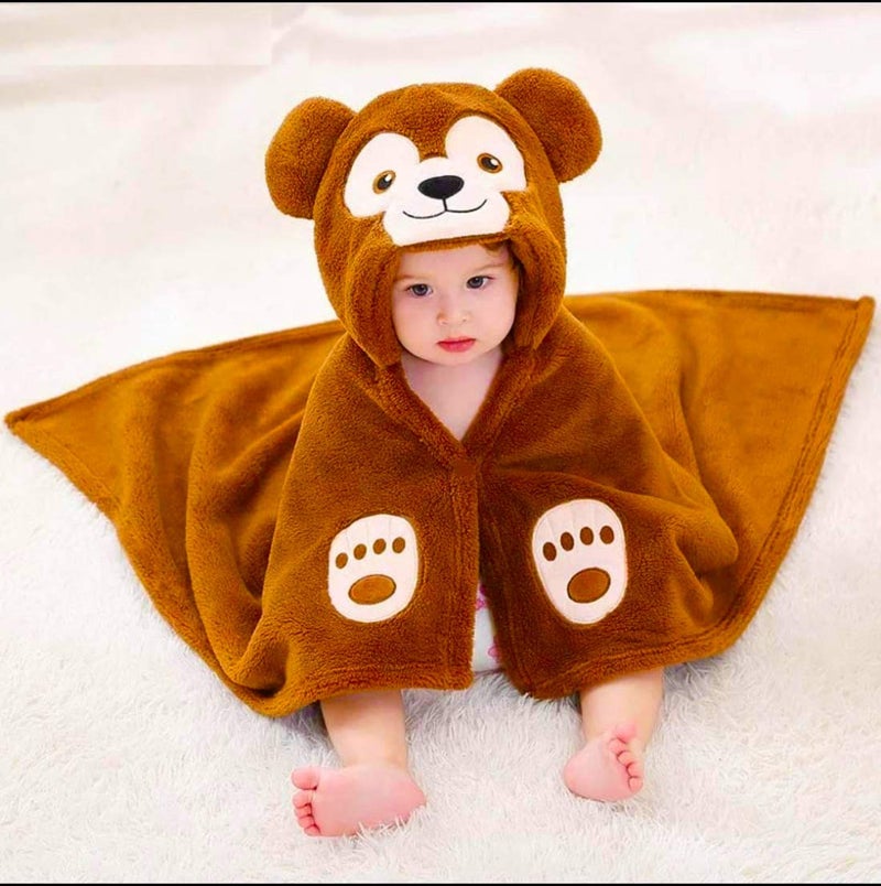 PANDAORIGINALS Baby Towel Bathrobe Hooded Blanket Wrapper | Hooded Towel for New Born | Hooded Bath Towel | Hooded Sleeping Bag| Baby Product | Baby Towel for 1-2 Years | Blanket For Kids (Brown Monkey) - Image 2
