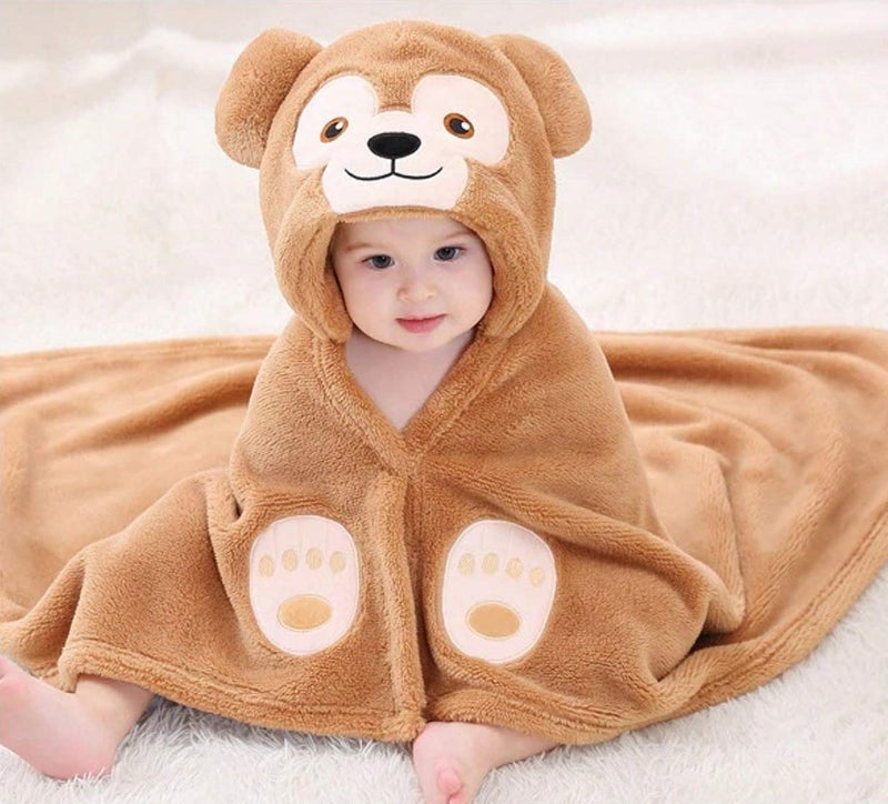 PANDAORIGINALS Baby Towel Bathrobe Hooded Blanket Wrapper | Hooded Towel for New Born | Hooded Bath Towel | Hooded Sleeping Bag| Baby Product | Baby Towel for 1-2 Years | Blanket For Kids (Brown Monkey) - Image 5