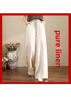 Womens Linen Elastic Waist Wide Leg Pants[Daily Special Price] Ma [Daily Special Price] Ma
