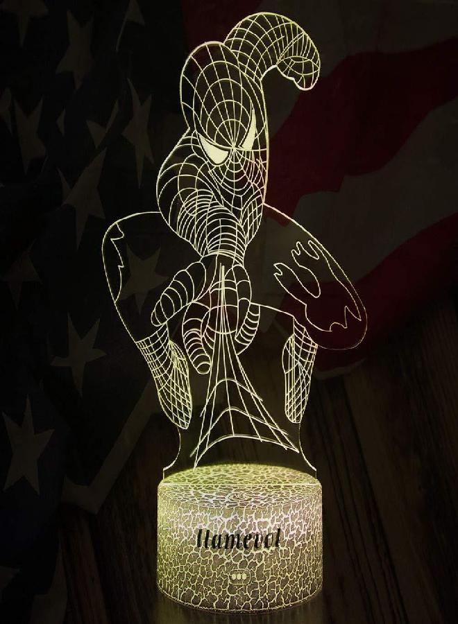 LLAMEVOL Spiderman Toys Kids Night Light Superhero Christmas Gift Birthday 3D Illusion Lamp for Kid Girl Boy Web Shooter 7 Color Remote Control  - Image 3