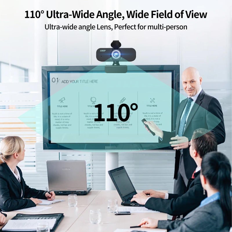Lusinx 1080P Webcam for Computer/Laptop/Desktop/PC, External Camera with Microphone, USB Plug&Play, Auto Low Light Correction, Privacy Cover, Tripod, Wide Angle for Meeting/Online Video/Zoom - Image 2