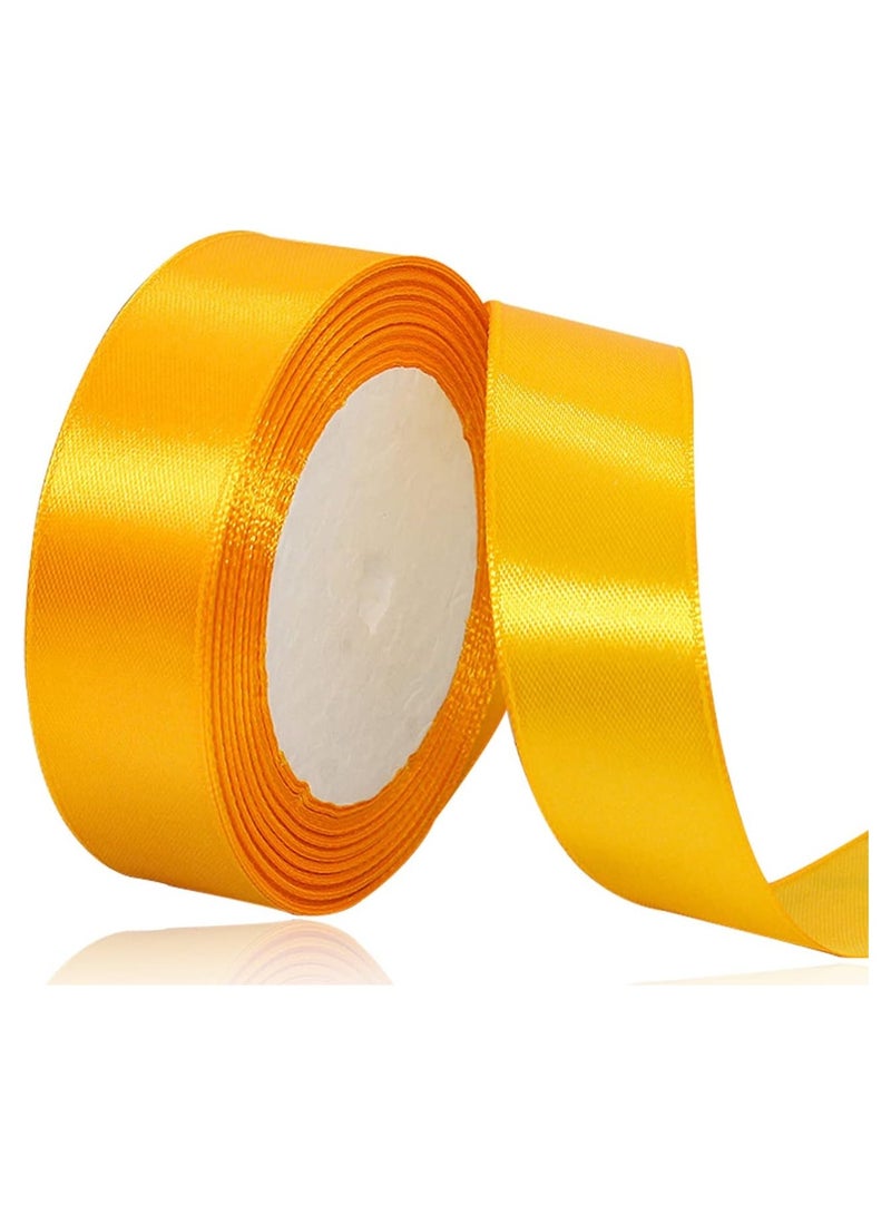 Yellow Satin Ribbon, Solid Color Polyester Fabric Ribbon for Gift Wrapping, Crafts, Bows Making, Wreaths, Sewing Projects, Baby Showers and Wedding Party Decoration - Image 1