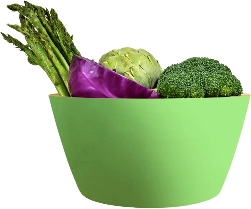 Realm Large Bamboo Bowl Set Kale Green Painted Exterior  12 and 10 Diameter Serving Bowls Perfectly Suited for Snacks Fruits Salads and Pasta - Image 4