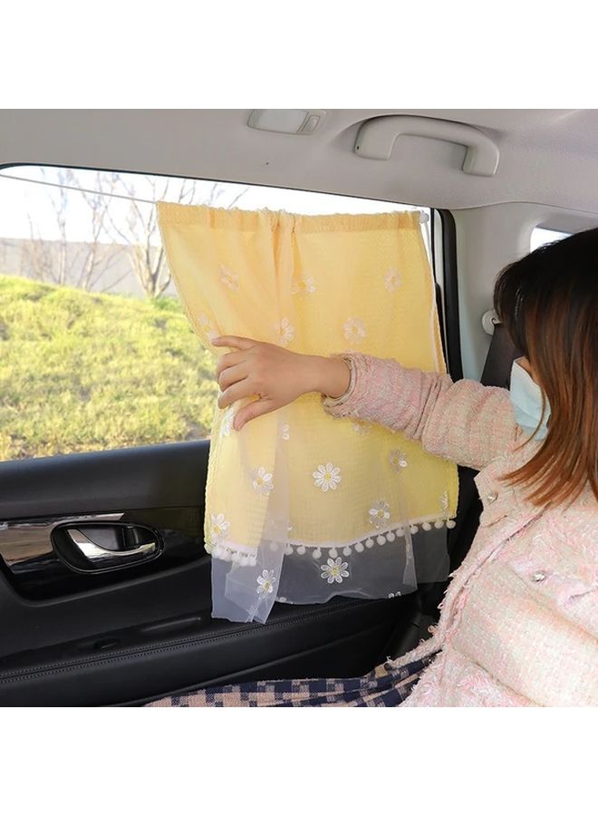 Blue Small Daisy Double Layer Sunshade Curtain UV Blocker Light Blocker Jacquard Weave Privacy Sun Protection - Image 4