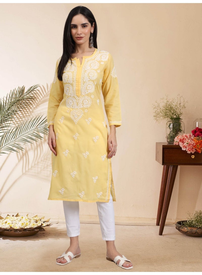 الايا كورتا شيكانكاري قطنية مطرزة يدويًا للسيدات -AL3997 - Image 1