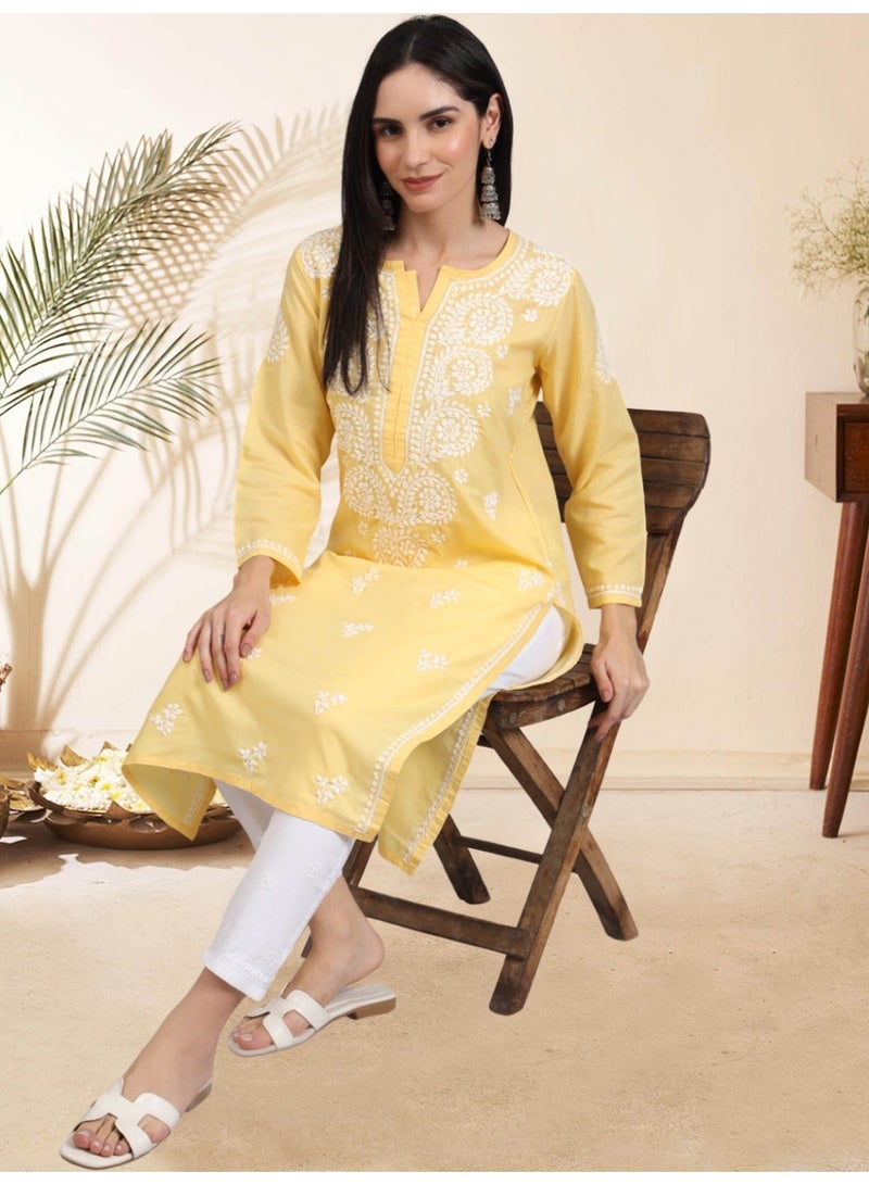 الايا كورتا شيكانكاري قطنية مطرزة يدويًا للسيدات -AL3997 - Image 3