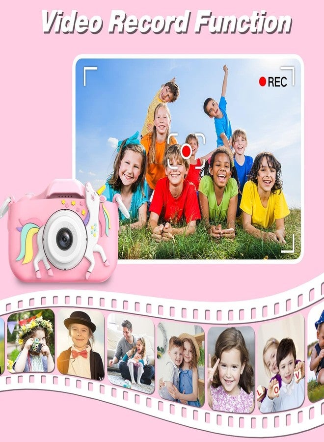كاميرا بريزما كوليكشنز للأطفال، كاميرا فيديو رقمية بدقة 20 ميجابكسل و1080 بكسل، هدية مثالية لأعياد الميلاد والكريسماس للأولاد من عمر 4 سنوات فما فوق وحتى 15 سنة، كاميرا لعبة للأطفال من عمر 4 إلى 10 سنوات (لون قوس قزح وردي وحيد القرن) - Image 2