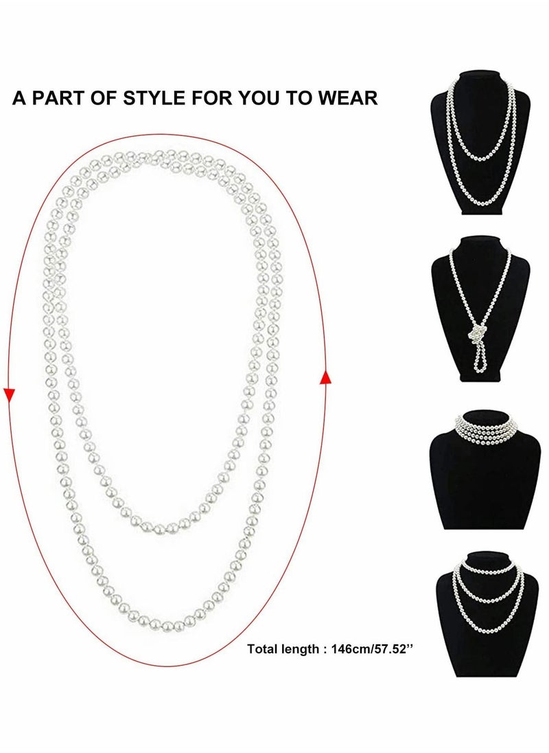 Excefore - Party Dress Up Set, 1920s Flapper Accessories Set for Women, Fancy Dress Party Accessories with Flapper Headband Long Gloves Pearl Necklace, Theme Party Accessories - Image 1