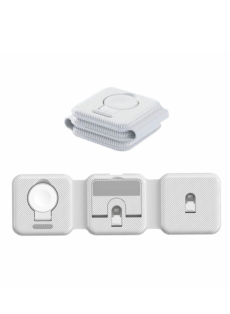 SYOSI 3 in 1 Wireless Charger, Foldable 3 in 1 Wireless Charging Station, Fast Wireless Charging Pad, Charging Dock Stand Compatible with iPhone 14/Pro, AirPods 3/2/Pro, iWatch 8-1 and so on (White) - Image 1