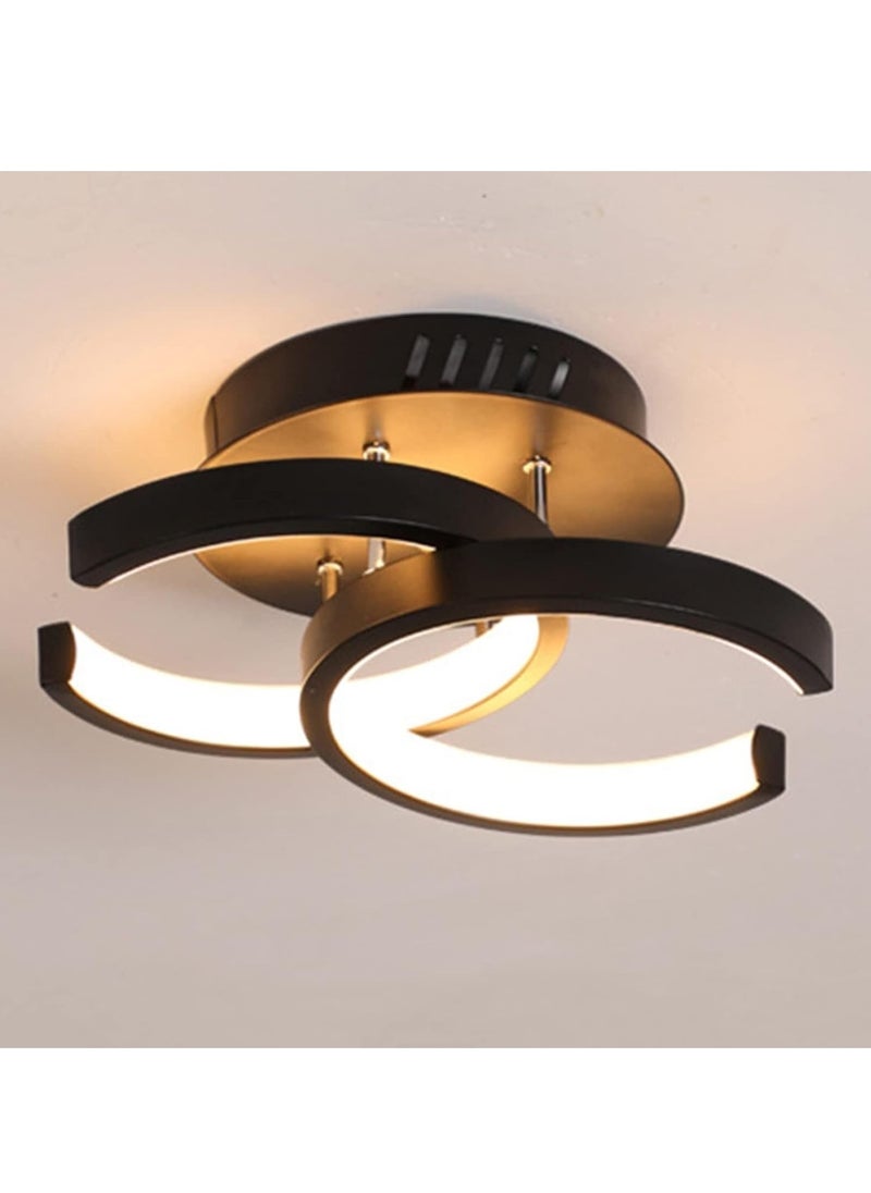 GUDOO 2-Light LED Ceiling Lights Modern Flush Mount Ceiling Lamp Metal Ceiling Lighting Fixture for Living Room Bedroom Office Hallway,White+Stepless Dimming-18W (Black+three color)  - Image 1