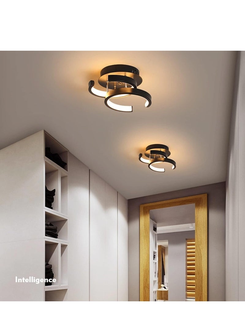 GUDOO 2-Light LED Ceiling Lights Modern Flush Mount Ceiling Lamp Metal Ceiling Lighting Fixture for Living Room Bedroom Office Hallway,White+Stepless Dimming-18W (Black+three color)  - Image 5
