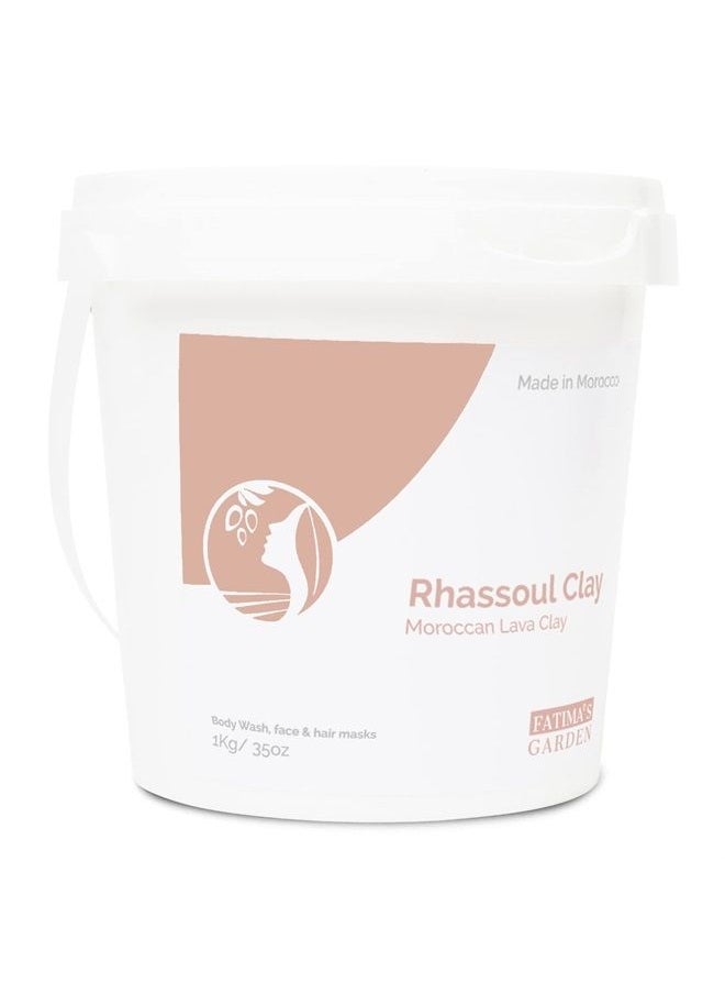 Fatima's Garden - Rhassoul Clay, 100% Natural Moroccan Ghassoul Clay Powder for Face, Hair & Hammam; cleansing and softening & Purifying for the skin/hair, Vegan Cruelty-Free - 35oz / 1000gr (1kg) - Image 1