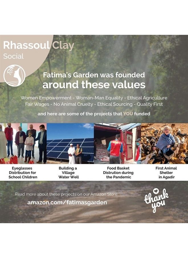 Fatima's Garden - Rhassoul Clay, 100% Natural Moroccan Ghassoul Clay Powder for Face, Hair & Hammam; cleansing and softening & Purifying for the skin/hair, Vegan Cruelty-Free - 35oz / 1000gr (1kg) - Image 1