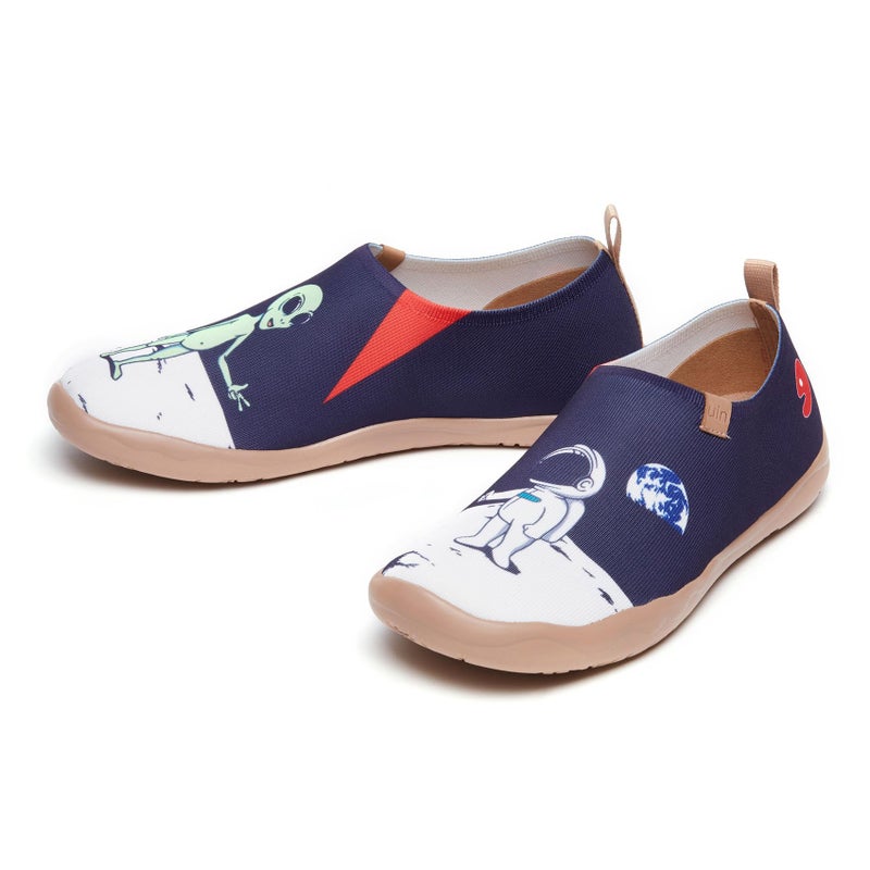 UIN Men's Loafers Lightweight Knitted Sneakers Walking Casual Slip Ons Funny Style Art Painted Travel Shoes Nice to Meet U (10.5) - Image 4