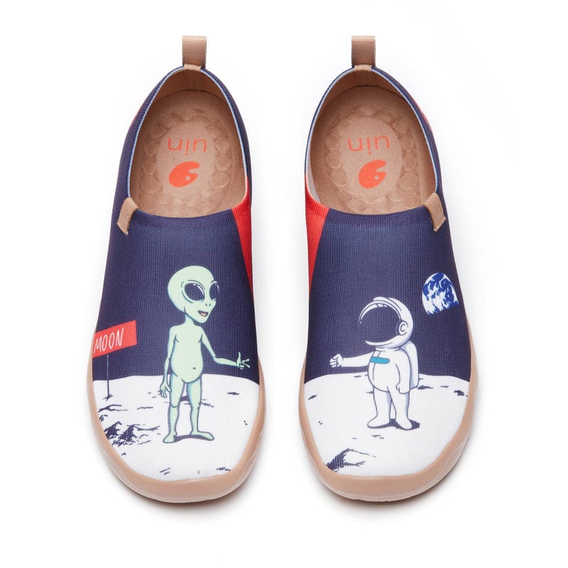 UIN Men's Loafers Lightweight Knitted Sneakers Walking Casual Slip Ons Funny Style Art Painted Travel Shoes Nice to Meet U (10.5) - Image 1