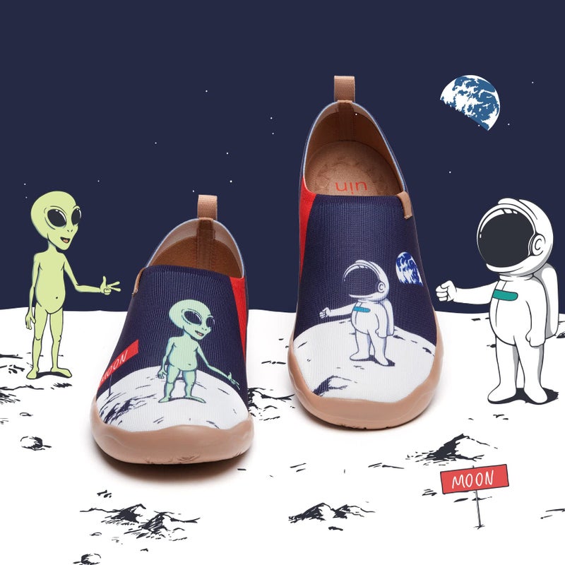 UIN Men's Loafers Lightweight Knitted Sneakers Walking Casual Slip Ons Funny Style Art Painted Travel Shoes Nice to Meet U (10.5) - Image 3