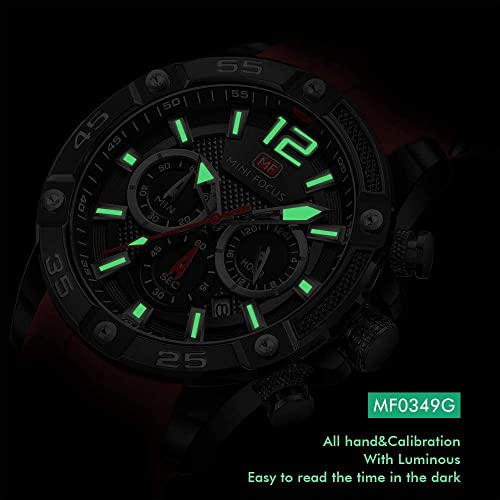 MF MINI FOCUS Men Watches Unique Casual Wrist Watches (Chronograph/Waterproof/Luminous/Calendar/25 Hours) Silicon Band Fashion Watches for Men (Black_Golden) - Image 4