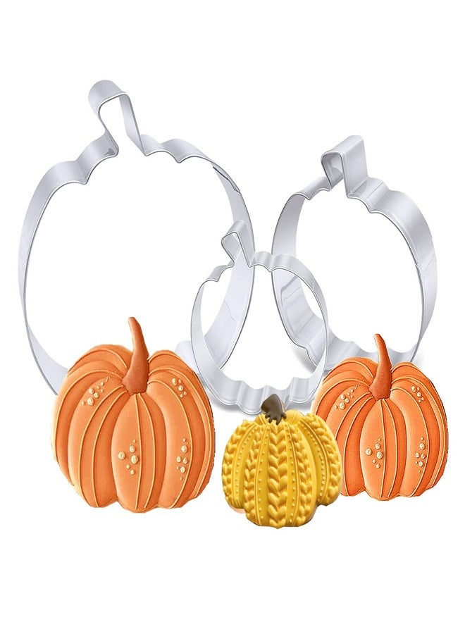 Q-BAKER Pumpkin Cookie Cutters Set, 4", 3.2", 1.96" Halloween Fall Thanksgiving Cookie Cutter for Harvest Holiday Decoration Party Supplies - Image 1