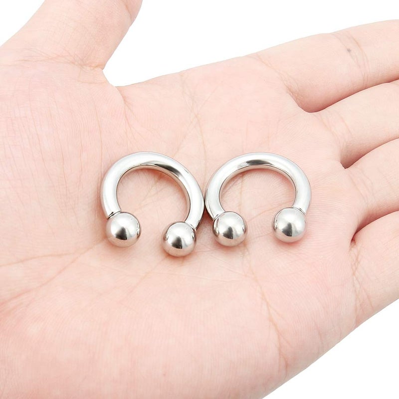 Ftovosyo 2Pcs PA Ring Horseshoe Circular Barbell 316L Surgical Steel Internally Threaded 6G Pierced Body Jewelry for Women 16mm - Image 3