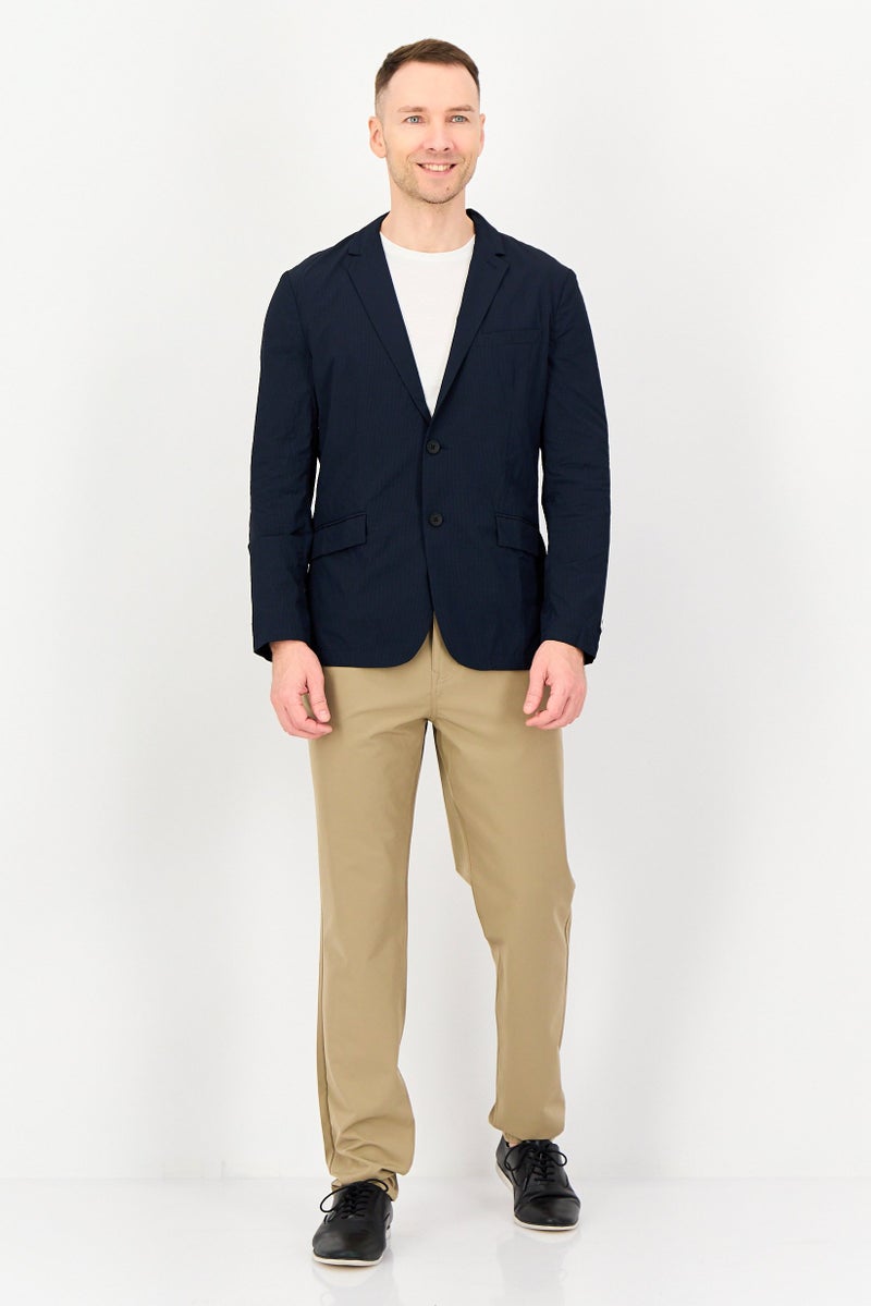 SELECTED Men Regular Fit Micro Striped Casual Blazer, Navy - Image 4