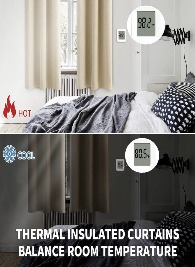 BGment ستائر تعتيم بيج من بي جي إمنت، طولها 40 بوصة، مناسبة لنافذة المطبخ - ستائر قصيرة عازلة للحرارة مع جيب للعمود، توفر الخصوصية التامة، مثالية لغرفة النوم أو المقهى في الطابق السفلي، مقاس 42 × 40 بوصة، قطعتان. - Image 3