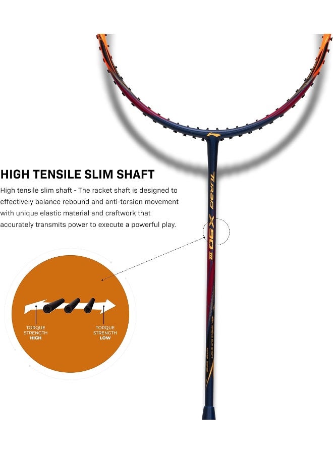 لي-نينج مضرب تنس الريشة Li-Ning Turbo X 90 III بألياف الكربون مع غطاء كامل مجاني - Image 3
