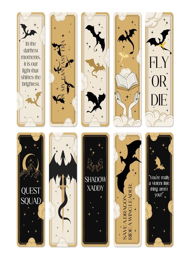 TwoDays 10Pcs Fantasy Inspired Bookmarks for Book Lovers, Dragon Bookmark, Romantasy Romance Merch, Bookish Gifts Book Accessories for Reading Women - Image 1