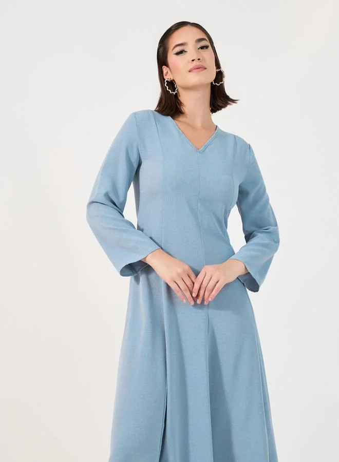 Styli Tie-Up Back Detail Pompom Edge Jalabiya