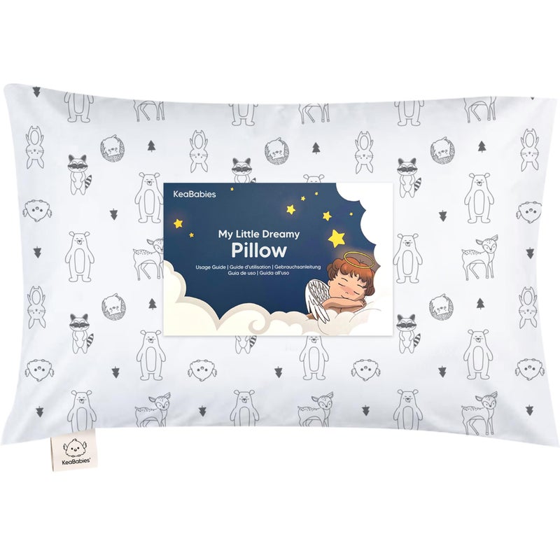 KeaBabies Toddler Pillow with Pillowcase - 13x18 My Little Dreamy Kids Travel Bed Pillows for Sleeping, Organic Cotton Small Pillowcase, Soft & Breathable, Machine Washable, Toddlers 2-5 Years Old (KeaFriends)  - Image 1