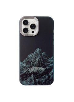 For iPhone 15 Pro Max 2 in 1 Aurora Electroplating Frame Phone Case(Snowy Mountains Black)