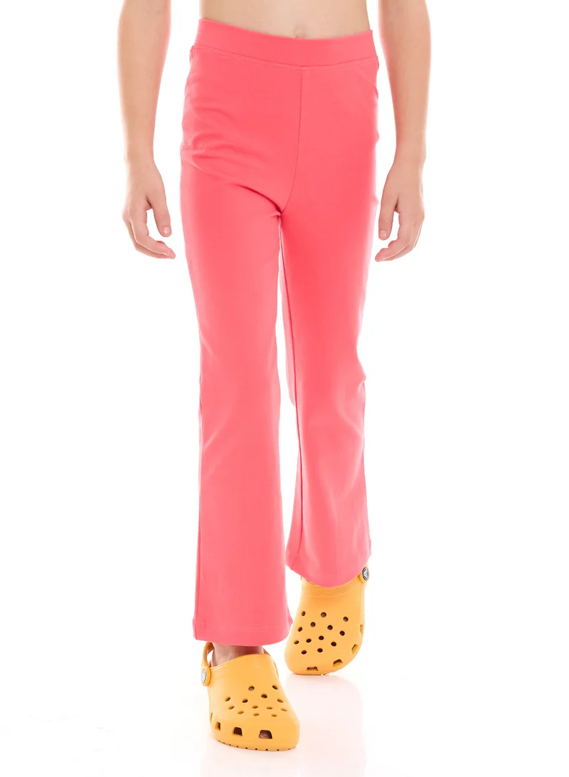 Victor And Jane  Girls’ 2-Piece Outfit Set - (2-8 Years)Tee & Flared Legging - Offwhite & Coral for Women | Best Price UAE