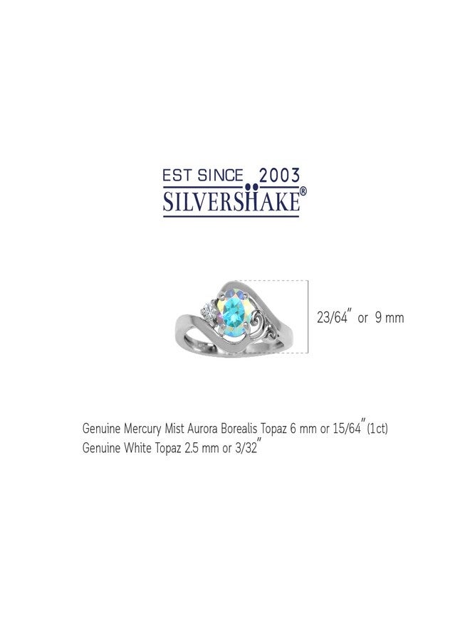 Silvershake Genuine Mercury Mist Aurora Borealis (AB) Topaz 925 Sterling Silver Engagement Promise Gemstone Ring for Women Size 6.5 - Image 3