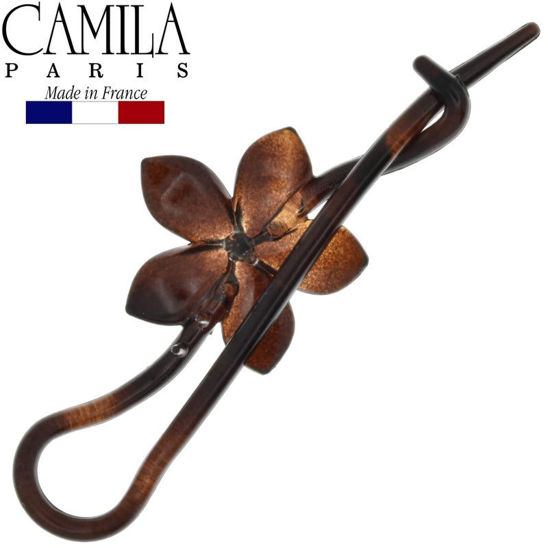 Camila Paris CP1592 French Hair Barrette Pin Clips for Girls, Flower, Tortoise Shell, No Metal Parts, Strong Hold Grip Hair Clips for Women, No Slip Styling Girls Hair Accessories, Made in France - Image 5