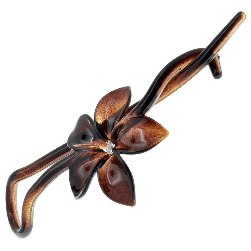 Camila Paris CP1592 French Hair Barrette Pin Clips for Girls, Flower, Tortoise Shell, No Metal Parts, Strong Hold Grip Hair Clips for Women, No Slip Styling Girls Hair Accessories, Made in France - Image 1