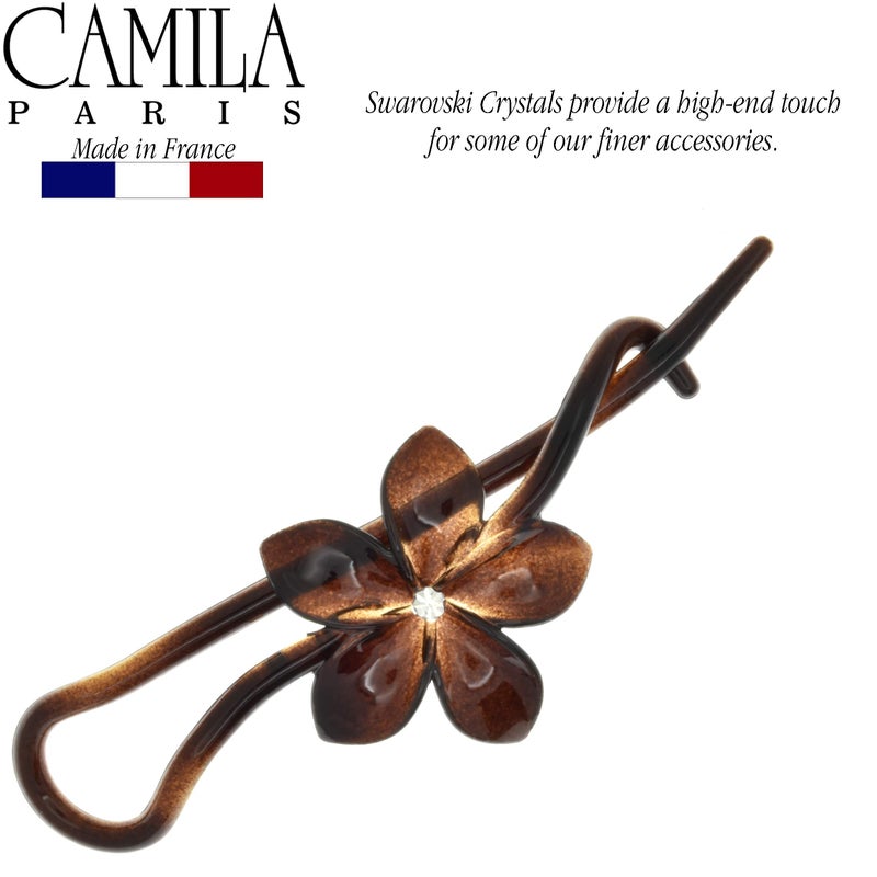 Camila Paris CP1592 French Hair Barrette Pin Clips for Girls, Flower, Tortoise Shell, No Metal Parts, Strong Hold Grip Hair Clips for Women, No Slip Styling Girls Hair Accessories, Made in France - Image 4