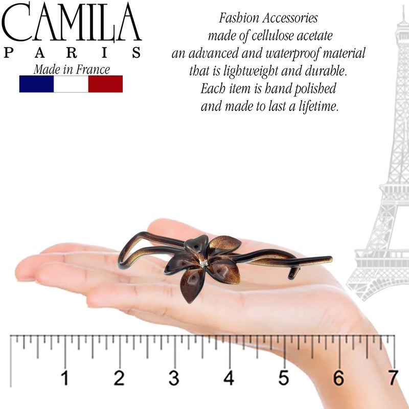 Camila Paris CP1592 French Hair Barrette Pin Clips for Girls, Flower, Tortoise Shell, No Metal Parts, Strong Hold Grip Hair Clips for Women, No Slip Styling Girls Hair Accessories, Made in France - Image 3