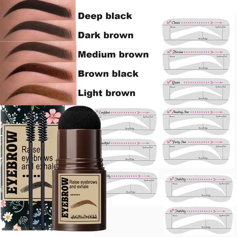 Eyebrow Stamp Stencil Kit One Step Brow Stamp Shaping Kit stamp on eyebrows waterproof Eyebrow Definer Long Lasting Eyebrow Stamp With 10 Reusable Eyebrow Stencils - Image 1