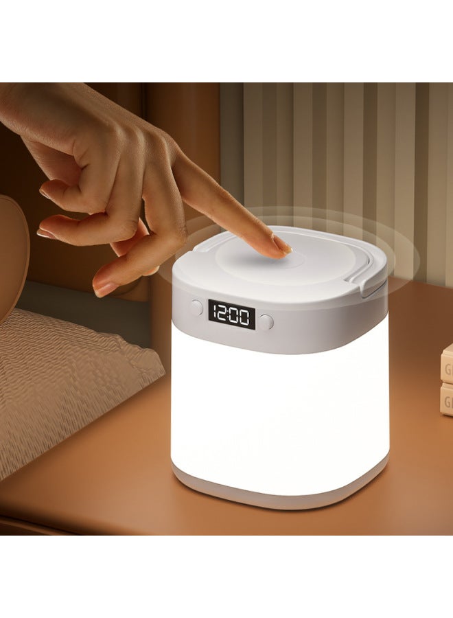 Super Remote Control Bedside Lamp Clock Bedroom Baby Feeding Lamp Night Light Homestay Bedside Lamp Portable Outdoor Table Lamp-Color:Rechargeable (100mah) Remote Control + Clock - Image 4