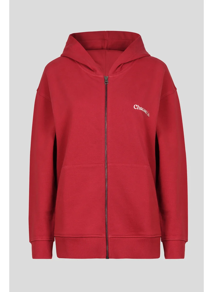 NeceSera Checked Out' Cotton Terry Zip-up Hoodie