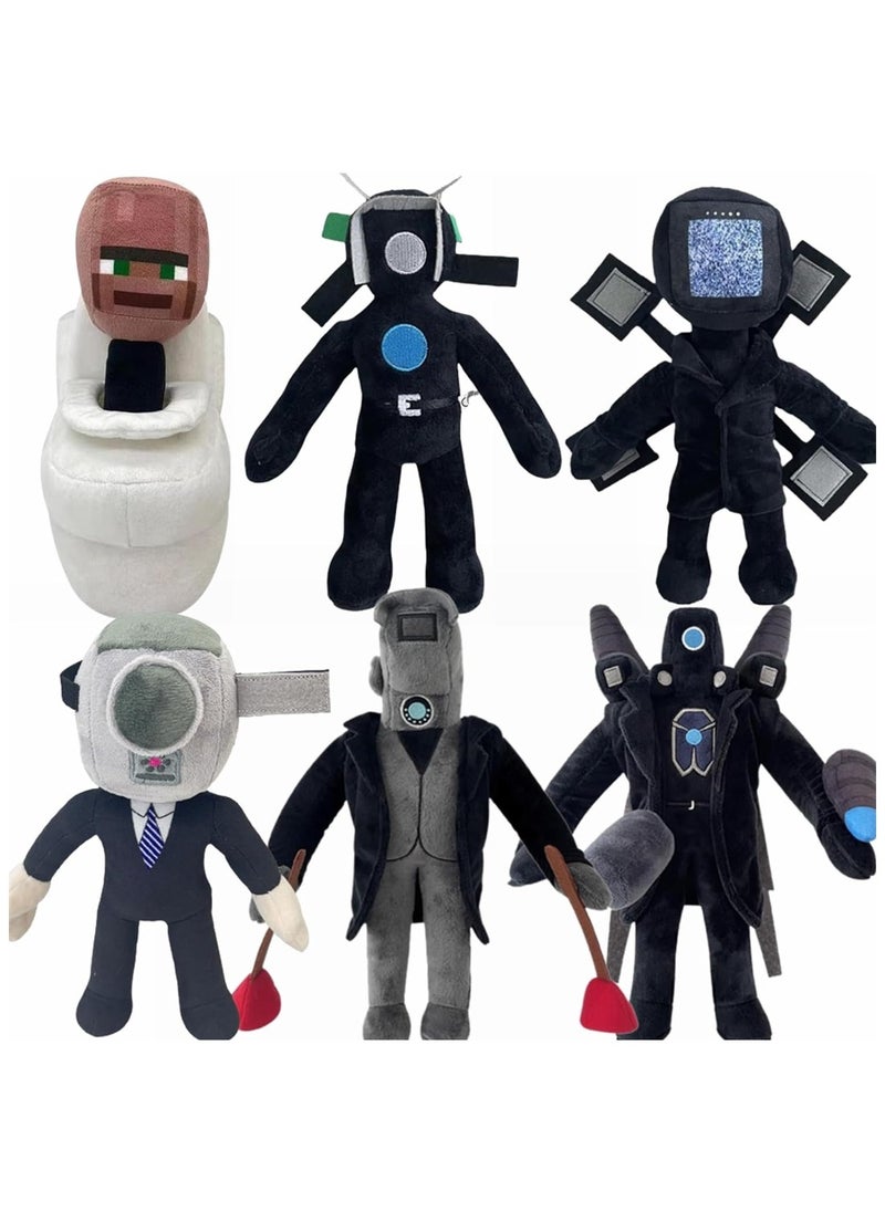 Generic - Set of 6 Skibidi Toilet Plush Toys, 10 Inch Monitor, Toilet Red, Giant Monitor, Snowflake TV Man, Unparalleled Ares Monitor, Titan Monitor, Collectible Gift for Kids and Fans - Image 1
