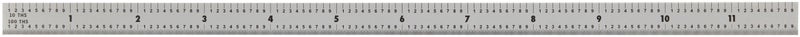 Mitutoyo 182-223, Steel Rule, 12" (5R), (1/32, 1/64, 1/10, 1/100"), 1/64" Thick X 1/2" Wide, Satin Chrome Finish Tempered Stainless Steel - Image 2