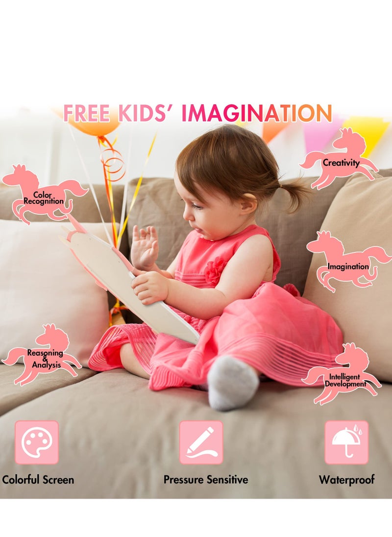 SYOSI Unicorn LCD Writing Tablet for Kids 8.5 Inch Doodle Scribbler Pad with Stylus,Painting Board, Magic Board, Birthday Gifts, Drawing Board Educational Toys for 3+ Years Old  - Image 5