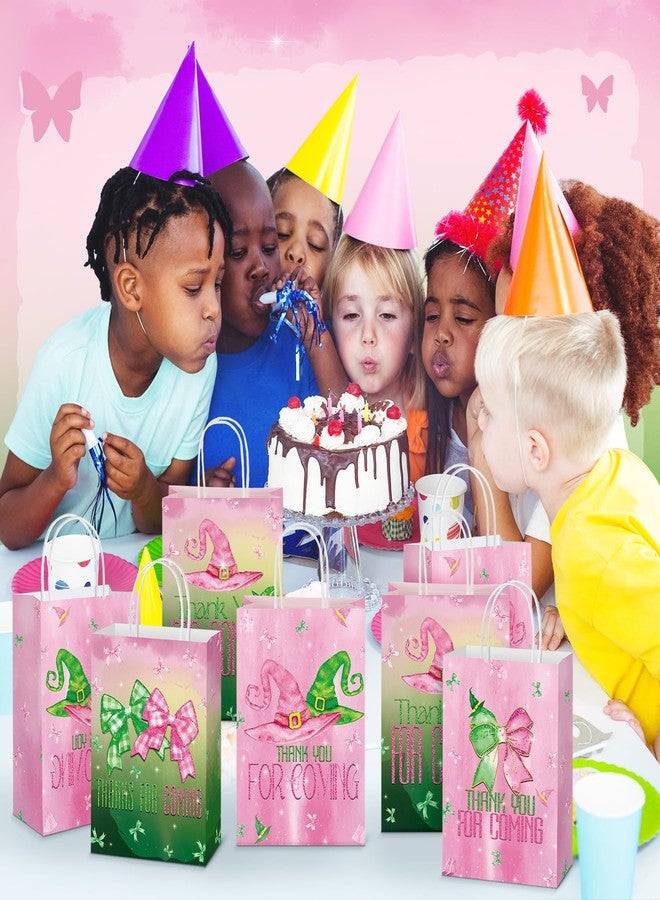 Epakh 24 Pcs Witch Party Favor Bags Pink and Green Paper Goodie Treat Gift Bags with Handle Thank You for Coming Witch Hat Bow Gifts Packing for Woman Princess Birthday Holiday Party Supplies - Image 5