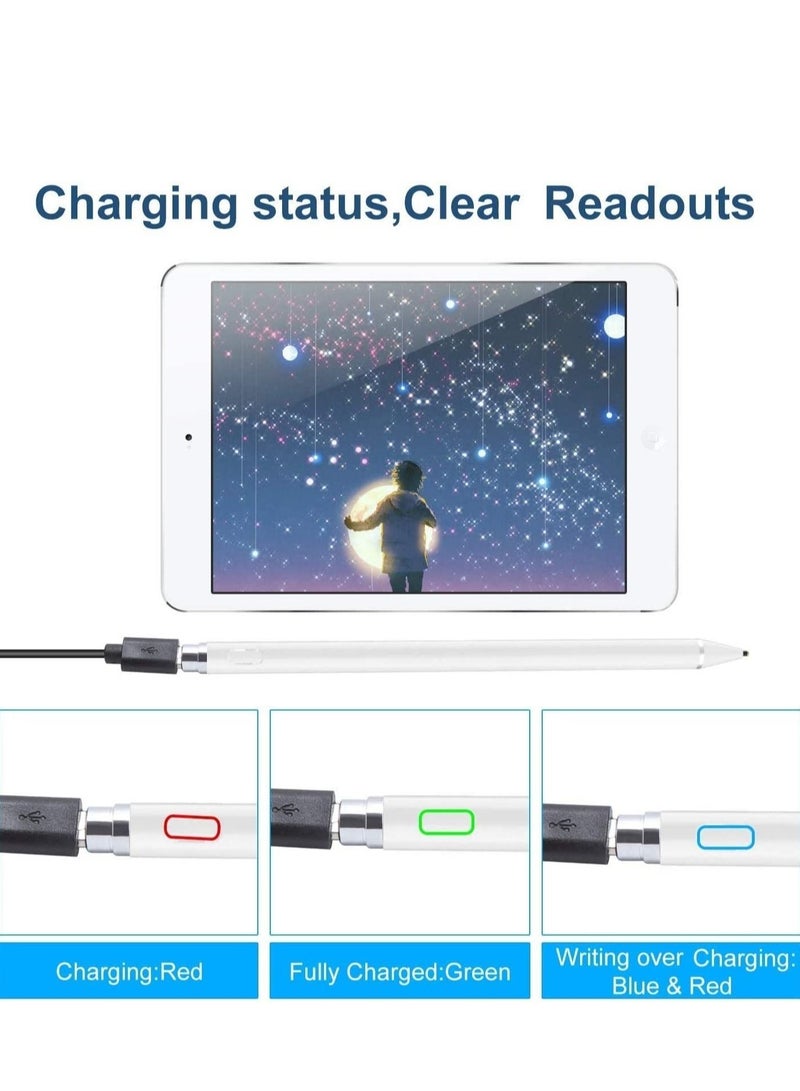 ELTRAZONE Stylus Pen Compatible with iPad Apple pencil Touch Screen Pen Capacitive Rechargeable Styli with 1.5mm Ultra Fine Tips Compatible with iPads/Tablets/iPhones/Samsung/Lenovo/LG&HTC with Two Caps  - Image 3