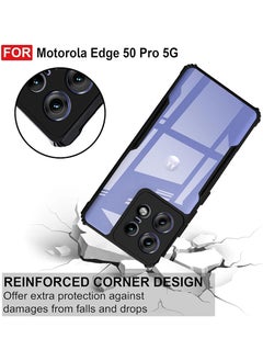Case Up Case For Motorola Edge 50 Pro Crystal Clear Tactical Back Cover Case With 360 Degree Protection, Shockproof Bumper Protective Phone Cover, Anti-Scratch Hard PC Back (Clear)  - Image 3