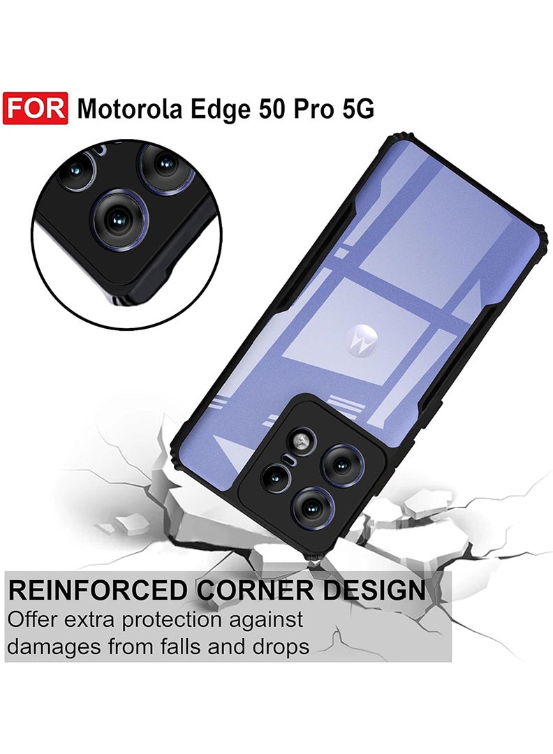 Case Up Case For Motorola Edge 50 Pro Crystal Clear Tactical Back Cover Case With 360 Degree Protection, Shockproof Bumper Protective Phone Cover, Anti-Scratch Hard PC Back (Clear) - Image 3