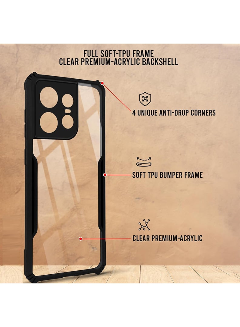 Case Up Case For Motorola Edge 50 Pro Crystal Clear Tactical Back Cover Case With 360 Degree Protection, Shockproof Bumper Protective Phone Cover, Anti-Scratch Hard PC Back (Clear) - Image 4