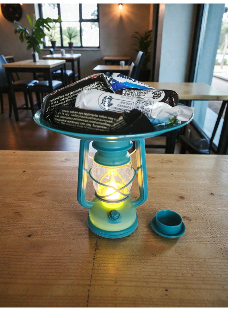 فانوس مزود بصحن قابل للفصل في الأعلى للحلويات أو التمر، مناسب لشهر رمضان أو عيد الفطر، متعدد الألوان، تشكيلة عشوائية. - Image 2